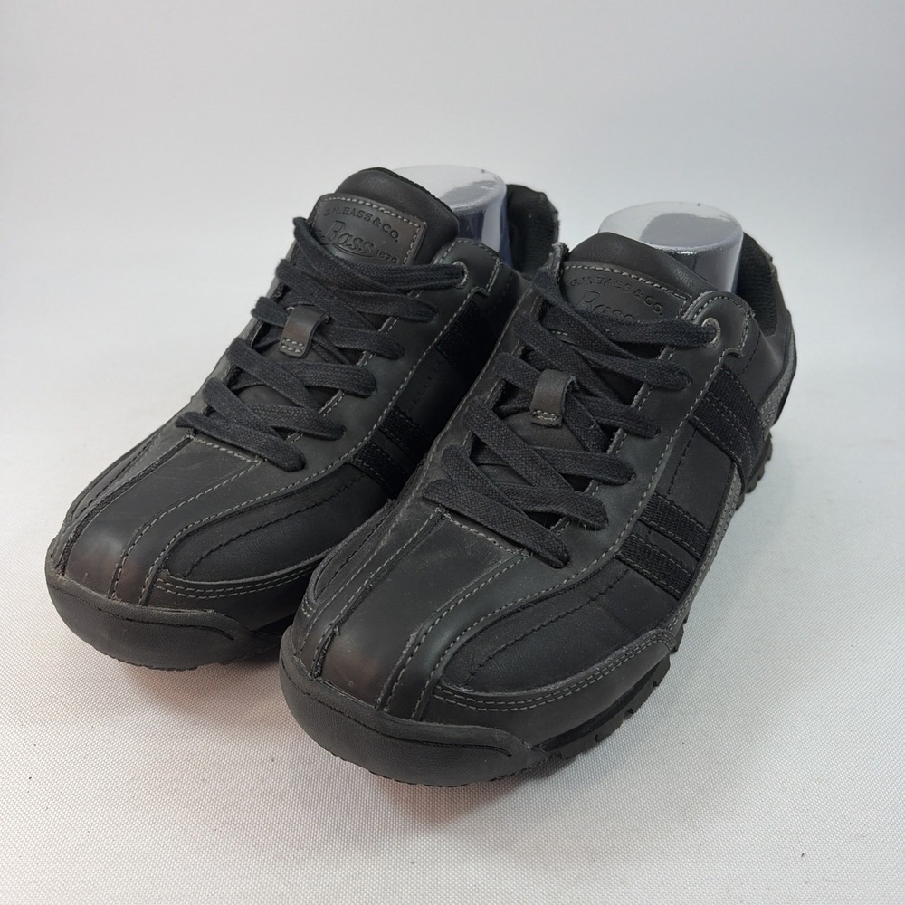 Vintage GH Bass Toby Sneakers Men's Size 8M Black Leather Y2K Bicycle Toe Shoes